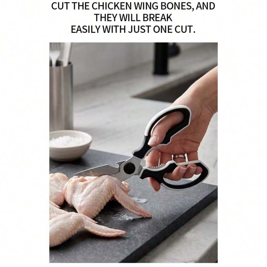 Kitchen Scissors With Protective Cover, Professional Heavy Duty Kitchen Scissors - Multi-Function Food Scissors, Ergonomic Design, Rust-Resistant Stainless Steel Blades, Suitable For Cutting Meat, Poultry, Herbs, Pizza, Etc. - Black - View 1