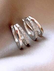 1 Pair Fashionable Cubic Zirconia Stud Earrings, Gift For Women For Party, Engagement, Anniversary, Valentine's Day - 4# - View 17