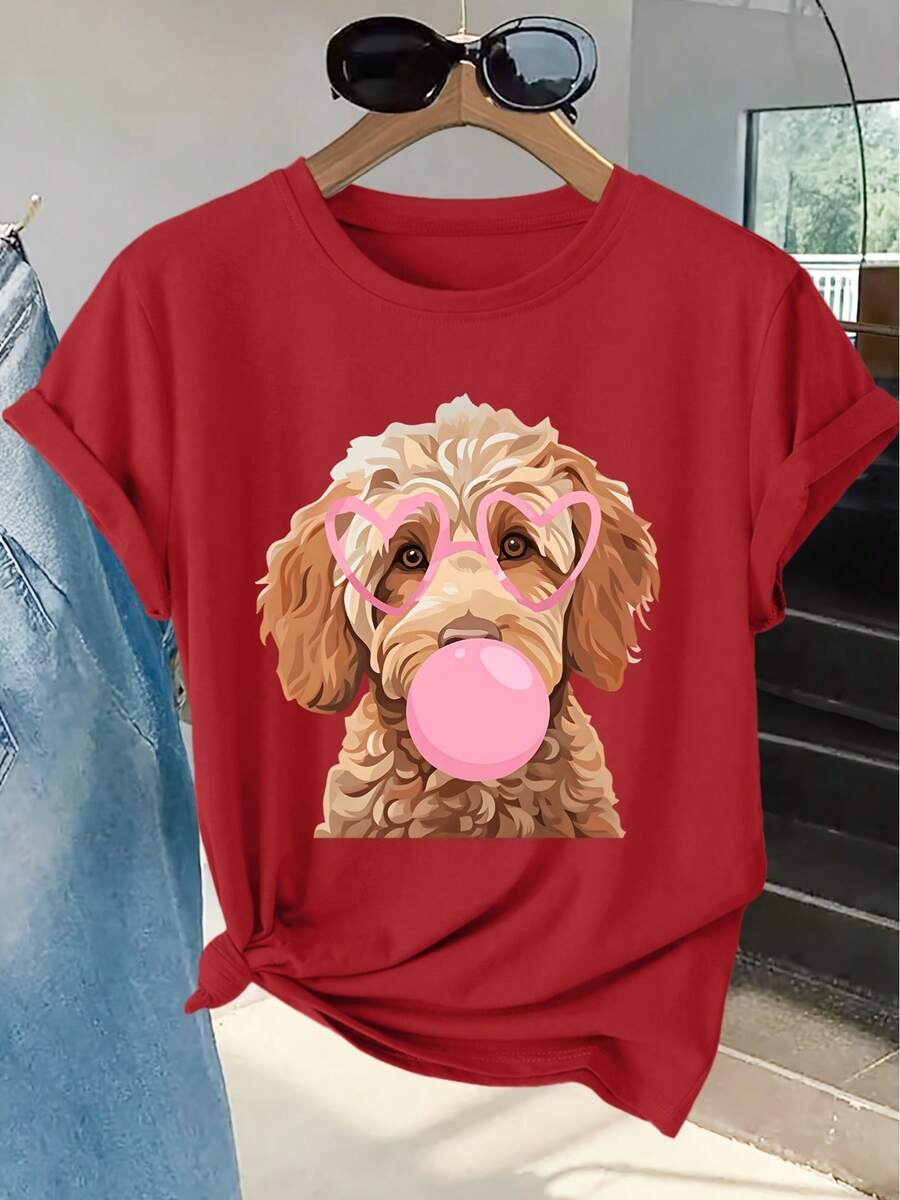 imavera, verano y otoño. Divertida, dulce, casual, moderna, fácil de combinar, top para mujer en tallas S-XXL, adecuada para diversas ocasiones como visitar tiendas de postres, picnics, etc. - Rojo - Ver 1