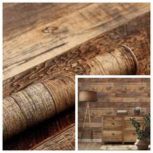 Rustic Wood Plank Peel And Stick Wallpaper 1 Roll 45cm*5m, Vintage Distressed Brown Wooden Contact Paper, Removable Self Adhesive Wall Sticker For Living Room Bedroom Accent Wall - Spliced Wood Boards - View 2