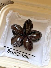2件/1件 女款 8cm/3.14in 棕色花朵髮夾，輕量塑料，時尚百搭高級優雅極簡純色髮飾，適用日常穿著、外出、休閒、派對、通勤、海灘、度假、馬尾、盤髮、洗臉、沐浴、化妝、穿搭，髮夾（金標為單面） - 棕色 - 查看 2