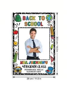 1pc Custom First Day Of School Photo Booth Frame,Custom Photo And Text,Personalized Back To School Sign,Custom Themed Sign,Custom Name Sign,Photo Prop For School - Multicolor - View 5