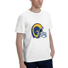 Los Angeles Rams Men's T-Shirt, Soft And Stretchy Cotton, Round Neck, Comfortable Slim Fit, Breathable And Durable, Basic For Everyday Wear, Office Or Casual Outings - 白色 - 查看 5