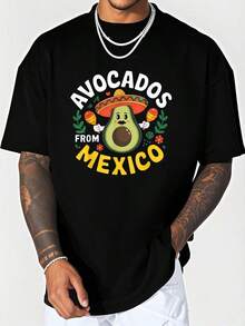 Men's T-Shirt With Mexican Cinco De Mayo Avocado Design - Graphic Tees, Crop Tops, Sets, Tees - 黑色 - 查看 1