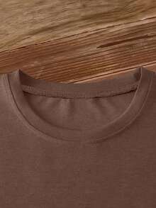 Women's Short-Sleeved T-Shirt With A Fun "Bubblegum" Poodle Print, Round Neck, Machine Washable, Skin-Friendly, Soft, Breathable, Suitable For Spring. - Burgundy - View 3