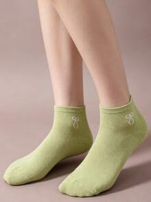1/5/10/15/20 Pairs Women's Random Color Short Socks, Dopamine Sweet Versatile Bowknot Design, Suitable For Daily Wear - Multicolor - View 4