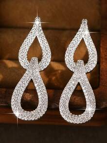 jealous young 1 pasang Anting Panjang Pernikahan Wanita Simbol Tak Terhingga CZ Fashion Fantasi dengan Batu Zirkonia Kubik AAA, Perhiasan Anting Gantung - Perak - View 8