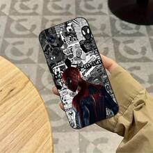 Marvel Funda para teléfono: WB. Funda para teléfono con diseño de collage de cómics de Spider-Man, licenciada, adecuada para Redmi 9/10/11/12/13/14/15 ACTT Pro, K90/80/70, Note 8/9/10/11/12/13/14/15 S 4G 5G Pro Pro+ Pro Max, Poco X7/X7 Pro,  12/13/14/15/17 Lite TT Pro Pro Ultra. - Negro - Ver 6