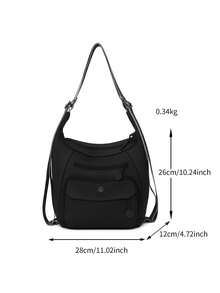 Bolso de hombro versátil y mochila de moda para mujer - Negro - Ver 5