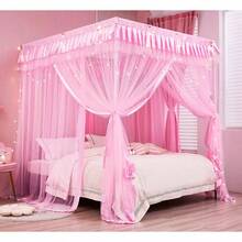 - Doble, rosa - Toldo rosa para cama princesa para nias pequeas, camas individuales, cortinas de malla, mosquitera, regalo de Navidad, regalo de cumpleaos - Individual + Rosa - Ver 1