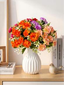 2/1pc Nordic Style Plastic Vase, Imitation Ceramic Geometric Striped Flower Vase, Shatterproof Decorative Vase For Dried & Fresh Flowers, Perfect For Living Room, Home & Cafe Decor - Multicolor - View 7