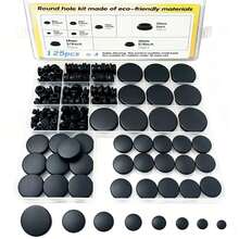 125pcs Black Rubber Plugs, 8 Sizes Silicone Plugs For Round Holes, 1" 3/4" 5/8" 1/2" 3/8" 5/16" 1/4" 1/5", Rubber Plug Set, Suitable For Furniture, Office, Kitchen, Car - Multicolor - View 7