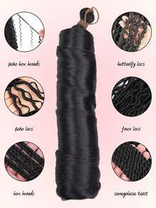 Loose Wave Spiral Curl Braiding Hair Extensions, High Temperature Ombre Pre Stretched Synthetic Crochet Hair - 彩色 - 查看 7