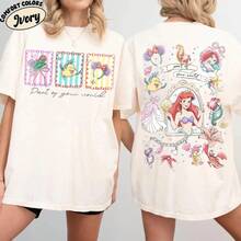 Bow Watercolor  Little Flounder T-Shirt, Disney Princess Ariel Character, "Your World" T-Shirt, Disney World Tour - 1 - 查看 7