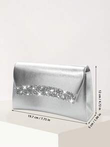 REMANLAND Sac de soirée de luxe pour femme avec rabat et lacets en strass, sac enveloppe charmant et à la mode, sac de bal, sac à bandoulière et sac croisé avec chaîne métallique, assortiment parfait pour robe de bal à paillettes, robe de mariée, meilleur cadeau pour les êtres chers. - Argent - Voir 5