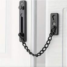 1pc Heavy Duty Metal Door Chain Lock With Spring Anti-Theft Bolt - Protect Your Home With Polished Bolt Screw Accessories, Black Door Lock! - Black - View 7