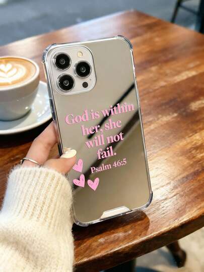 Psalm 46:5 Bible Verse Pattern Printed Mirror Phone Case, Compatible With IPhone 13/15/16/17pro/17/14/17/15pro/15 Plus/15 Promax/7plus/8plus/X/Xs Max/Xr/11pro/12pro/13pro/14pro/12mini/13mini/11promax/12promax/13promax/14promax/14plus/17pro Max/17Air/6/6s Plus/7/8/16Pro/16plus/16promax/Se2 & Compatible With Samsung Galaxy/A54 A14 A15 S23 S24 S24ultra S25 A07 A17 S26 A57