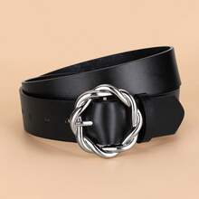 1pc/2pcs White K Color Braided Round Buckle Belt - Black - View 12