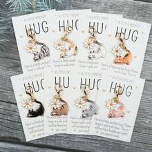 8pcs Cute Cartoon Cat Keychains With Small Pocket Hug Cards, Pet Keychains, Car Key Fobs, Perfect Gift For Animal Cat Lovers, Ideal For Various Occasions, Birthdays, Parties, Gatherings - Multicolor - View 2