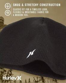 Hurley Men's Winter Hat - Classic Icon Beanie - Black - View 5