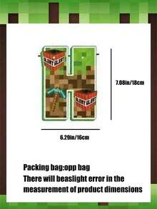 Minecraft 我的世界生日派對裝飾、「生日快樂」橫幅、像素遊戲主題礦工生日派對用品、牆面裝飾、易於組裝且可重複使用、適合遊戲玩家的綠色派對套裝 - 多款 - 查看 3