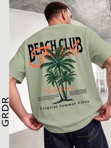 GRDR Men's Fashionable Printed Loose Short Sleeve T-Shirt | Exquisite Design | Summer Essential | Easy To Match | Showcase Your Style - Mint Green - View 1