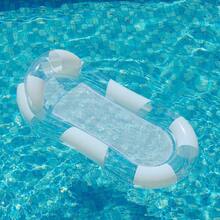 Flotador inflable para piscina con bloques de color crema, malla transparente con purpurina, tumbona acuática - Blanco - Ver 4