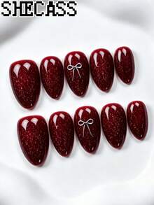 Shecass 10pcs Handmade Nails Press On Nails Short Nails For Summer Vacation Graduation Party - 彩色 - 查看 1