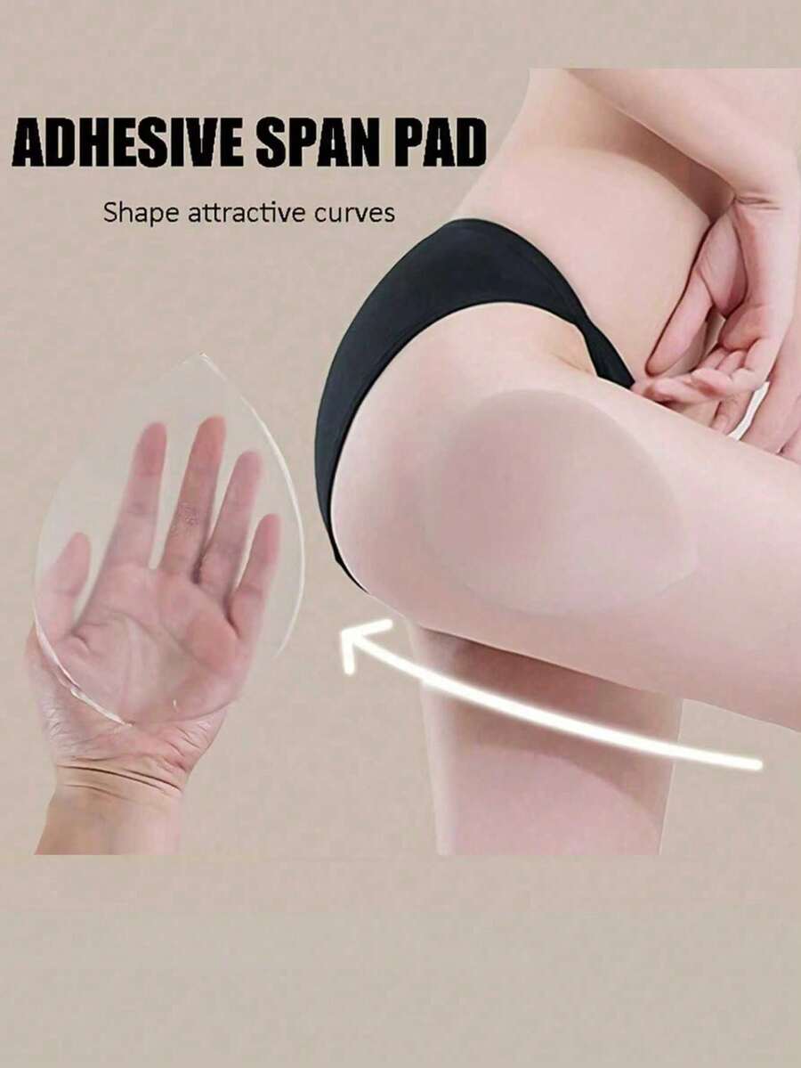 2pcs/Set Women's Sexy Invisible Reusable Silicone Butt Pads, Lift Buttocks Curves From Both Sides, Shape Body, Support Buttocks, Make Buttocks Look Larger, Suitable For Women Of All Body Types - Clear - View 1