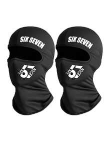 1pc/2pcs Unisex Solid Color Printed Balaclava Headwear Set, Single Hole Full Face Mask, Suitable For Daily Wear And Outdoor Activities - Style 9 - View 7