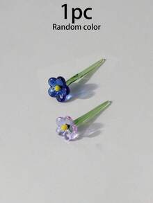 2 piezas/Set Escultura de flor de margarita de vidrio mini linda, flores de vidrio de colores, pequeño ramo con jarrón, decoración para mujeres, regalo del Día de la Madre, decoración del hogar, adorno de escritorio - A - Ver 11