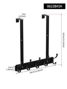 1pc Over-The-Door Coat Rack - Coat Hook Rack, No Drilling Required, Clothing Storage Rack, Entryway Door Coat Rack, Wall-Mounted Coat Hook - Black - View 8