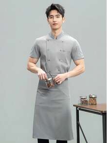 New Fashion Customized Chef Uniform Unisex Short Sleeve Breathable Mesh Back High-End Hotel Restaurant Bakery Coffee Shop Flower Shop BBQ Fast Food - Grey - View 6