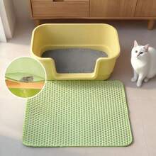 Double-Layer Honeycomb Design Cat Litter Mat, Waterproof, Anti-Slip And Urine-Collecting Function, Helps Collect Cat Litter, Suitable For Various Cat Litter Boxes, Sandboxes, Cat Supplies, Cat Bedding, Cat Beds, Dog Feeding Mat, Urine-Proof Mat, Sleeping Mat - Black - View 3