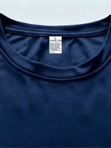 Modern, Simple, Current Style, With "NEW YORK" Letter Pattern, Men's Short Sleeve Crew Neck T-Shirt, Casual, Sporty And Slim Fit. - 藏青色 - 查看 4