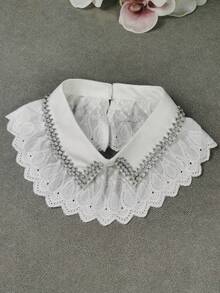1件女款多色精緻刺繡手工重工純色波希米亞風聚酯纖維運動衫 秋冬新款假領時尚衛衣 - 彩色 - 查看 2