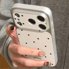 1pc Silver Summer English Polka Dot Pattern Full Coverage Lens Protection Anti-Drop Anti-Collision Personalized Phone Case Compatible With IPhone 16 Pro Max 17/16/15/14 Plus/13/12/11 Air - Multicolor - View 3