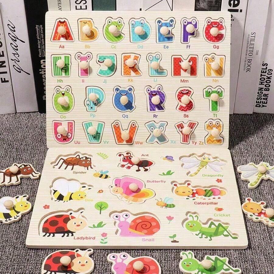 Wooden Embedded Handheld Puzzle Board, Animal & Transportation Cognition Puzzle, Montessori Early Learning Matching Toy, Educational Brain Training Game For Toddlers, Perfect Holiday Gift - Multicolor - View 1
