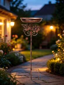 Iron Bird Bath And Feeder, Multiple Sculptural Designs Available, With 5-Prong Rust-Resistant Fixed Feet, Sturdy Outdoor Standing, Suitable For Garden And Yard Decoration, Can Be Used For Bird Drinking And Bathing, Easy To Clean - TK18MINI - View 10