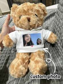 客製化照片泰迪熊 個性化填充動物 可愛毛絨玩具禮物 適合兒童、孩子、情侶 生日聖誕節 - 彩色 - 查看 2