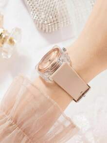 REBIRTH 1pc Women's Vintage Square Quartz Watch, Suitable For Daily Wear - Beige - View 2