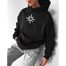 Sudadera unisex con capucha, estampado digital, estilo moderno y casual, para parejas, ideal para otoño e invierno, Halloween. - Negro - Ver 11