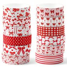 12pcs Multi Color Bow Washi Tapes Set, Red / Pink / Blue / Lavender / Black Bowknot Plaid Ahesive Decorative Masking Tape, For DIY Craft Scrapbooking Gift Wrapping Decor Stickers - Washi Tapes - View 16