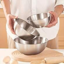 3pcs Stainless Steel Measuring Bowls, Japanese Style Thick Wall, Suitable For Mixing, Beating Eggs, Salad And Baking - View 4