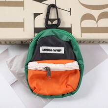 1pc Multi-Color Nylon Mini Keychain Pouch, Casual Style With Hook, Suitable For Daily Carry - Multicolor - View 4