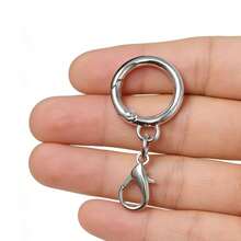 1pc Double-Button Electroplated Lobster Clasp Metal Jewelry Bag Charm Accessory, Fur Ball Pendant Ring, Detachable Spring Ring Hook For Keys, Dolls, Pendants And Small Items, DIY Short Chain Bag Strap Connector - Multicolor - View 5