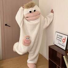 2件/1件/5款：白色、紫色、黃色、綠色連身褲，高級Cosplay居家服，中性連身褲套裝，卡通大嘴怪獸可愛趣味加厚珊瑚絨居家服，情侶睡衣，卡通睡衣 - 彩色 - 查看 21