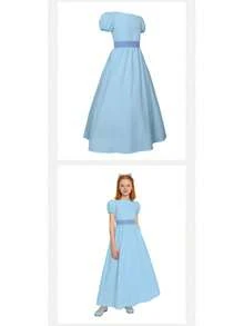 Disfraz de cosplay de Peter Pan, disfraz de cosplay de la princesa Wendy, traje de actuación de vestido largo. - Vestido de la princesa Wendy [vestido + accesorio para el cabello + cinturón] - Ver 11