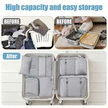 8pcs Packing Cubes Travel Set, Luggage Organizer Mesh Breathable Travel Containers, Plane Travel Essentials Dorm Room Essentials College Cruise Essentials, Travel Essentials Travel Necessities For Clothes Shoes Cosmetics Suitcase Organizer - 灰色 - 查看 4