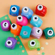 2/6/12pcs Mini Embossing Punch Set, Assorted Colors, Creative Portable Paper Cutting And Embossing Tools, Suitable For DIY Scrapbooking, Greeting Cards And Journal Decoration, Back To School, School Supplies - Multicolor - View 9